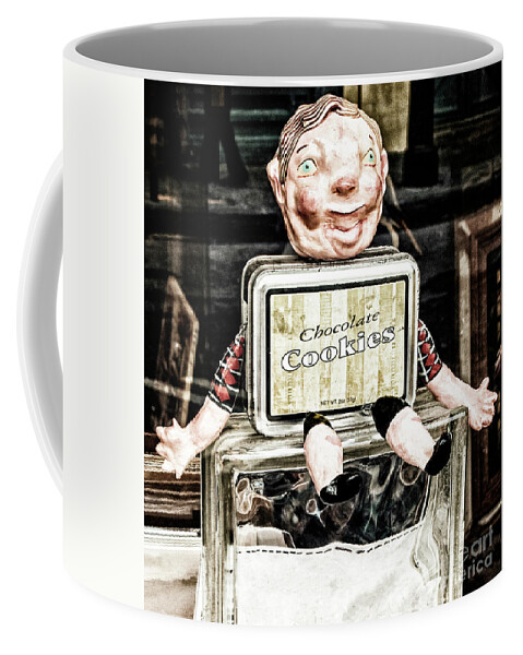 Cookie Tin Coffee Mug featuring the photograph Chocolate Cookie Man by Frances Ann Hattier