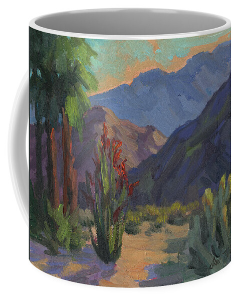 Cholla Cactus Coffee Mug featuring the painting Cholla at Smoketree Ranch by Diane McClary