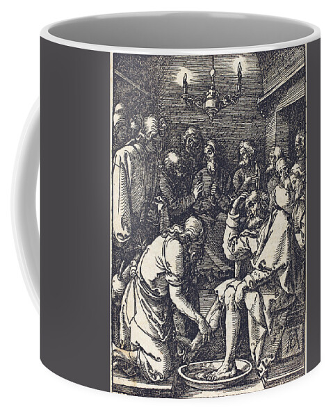 Durer Coffee Mug featuring the drawing Christ Washing the Feet of the Disciples by Albrecht Durer