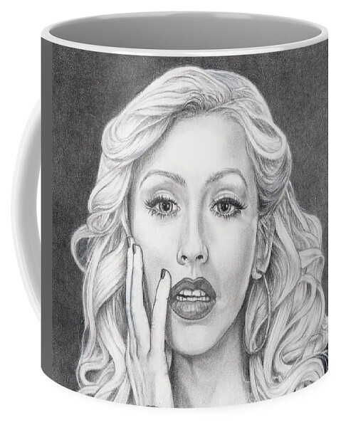 Christina Aguilera Coffee Mug featuring the drawing Christina Aguilera by Daniel Carvalho