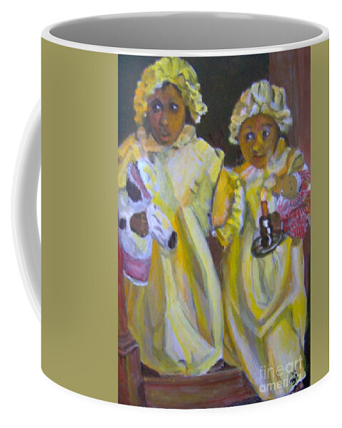 Girls Coffee Mug featuring the painting Christmas Eve by Saundra Johnson
