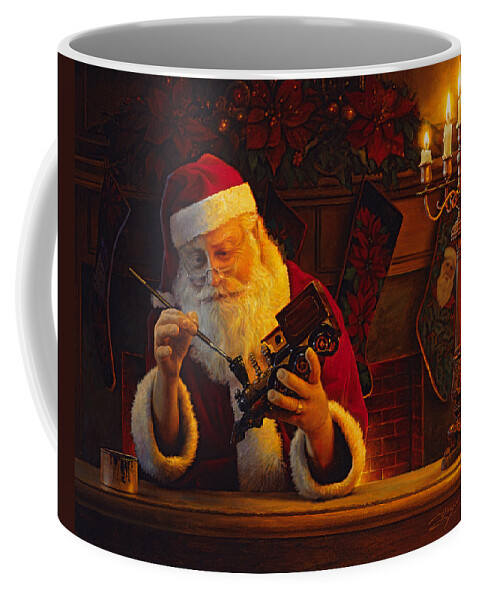 #faaAdWordsBest Coffee Mug featuring the painting Christmas Eve Touch Up by Greg Olsen