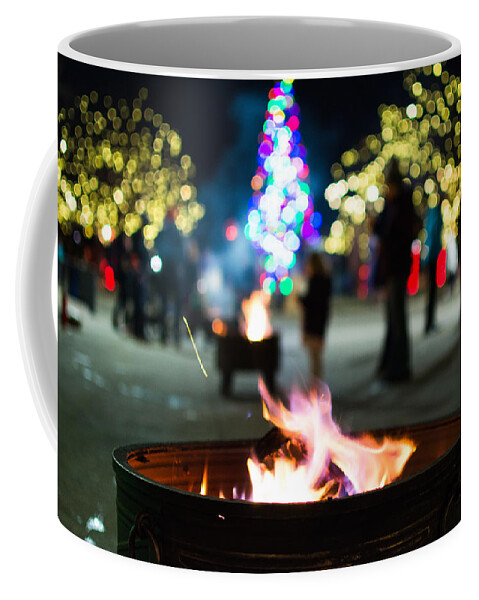 Fire Coffee Mug featuring the photograph Christmas fire pit by Stephen Holst