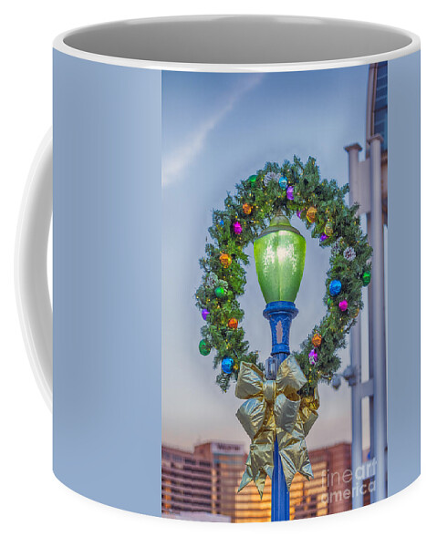 Long Beach Coffee Mug featuring the photograph Christmas Holiday Wreath with Balls by David Zanzinger