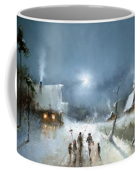 Russian Artists New Wave Coffee Mug featuring the painting Christmas Night by Igor Medvedev