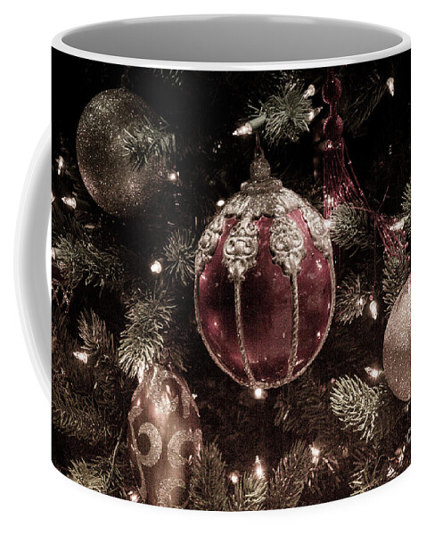 Christmas Tree Ornaments Christmas Coffee Mug featuring the photograph Christmas Ornaments Faded by Tracy Brock