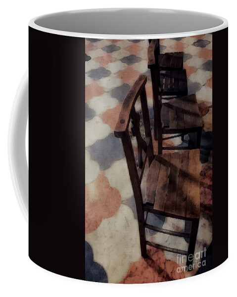 Church Coffee Mug featuring the digital art Church Chairs by Diana Rajala