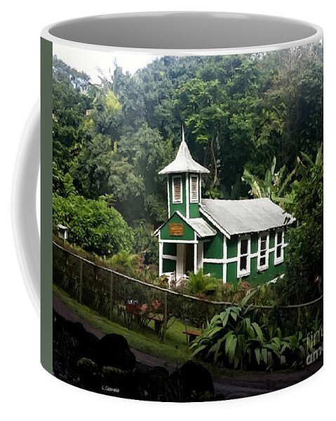 Little Church Coffee Mug featuring the painting Church in Hawaii by Carl Gouveia
