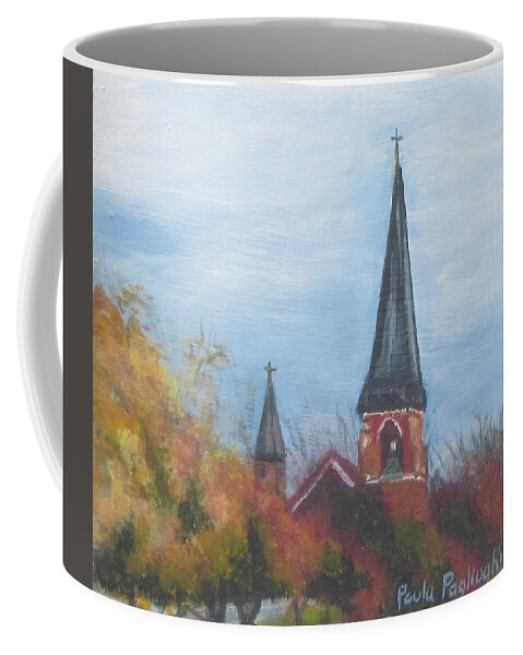 Portland Coffee Mug featuring the painting Church Steeple by Paula Pagliughi