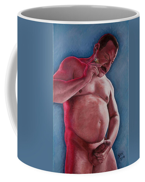 Erotic Coffee Mug featuring the painting Cigar by Alex Abel