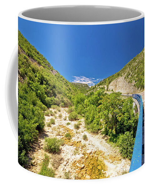 Wild Coffee Mug featuring the photograph Cikola river canyon and bridge by Brch Photography