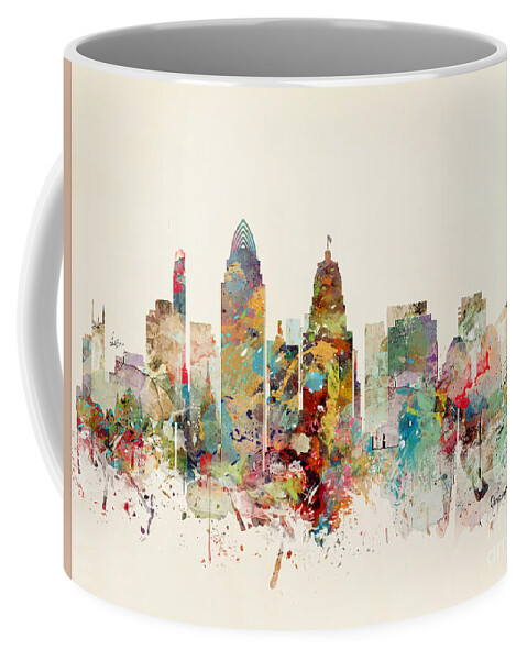 Cincinnati Coffee Mug featuring the painting Cincinnati Ohio Skyline by Bri Buckley