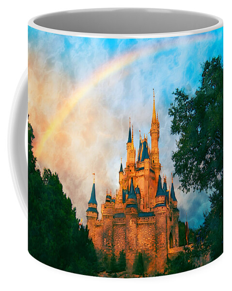 Castle Coffee Mug featuring the mixed media Cinderella's Castle Art by Pamela Williams