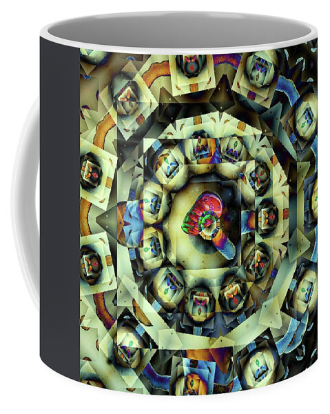 Abstract Coffee Mug featuring the digital art Circled Squares by Ron Bissett