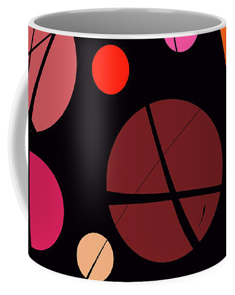 Abstract Coffee Mug featuring the digital art Circles with Lines by Mary Bedy