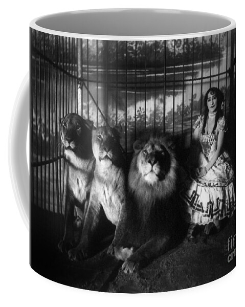 1899 Coffee Mug featuring the photograph CIRCUS, LION TAMER, c1899. by Granger