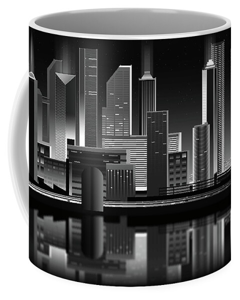 Noir Coffee Mug featuring the digital art City at Night, Noir by Cynthia Westbrook
