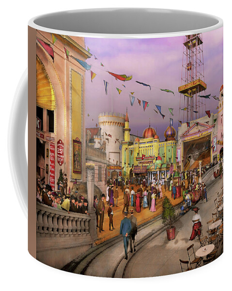 Coney Island Coffee Mug featuring the photograph City - Brooklyn NY - Everything for your amusement 1905 by Mike Savad