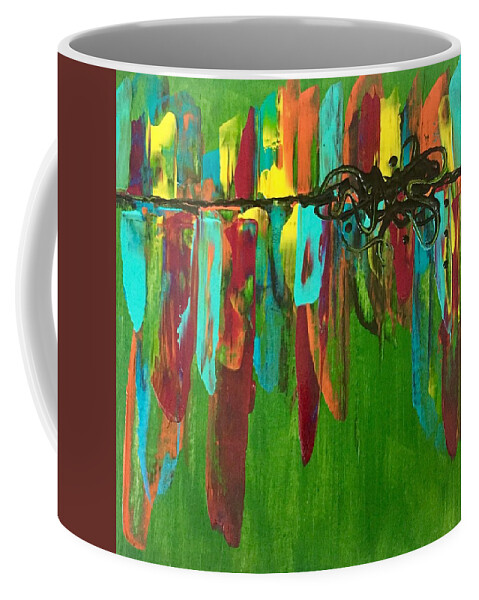 Bright Coffee Mug featuring the painting City dreams by Monica Martin