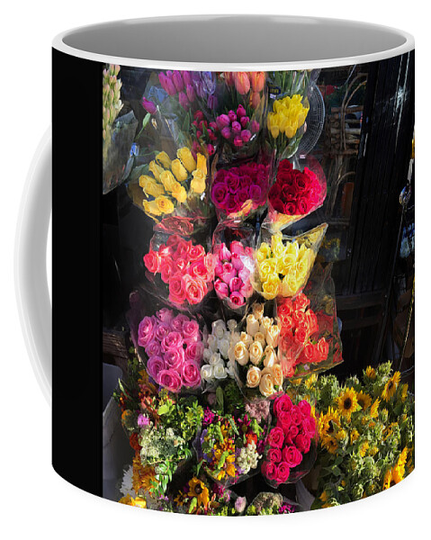 Bonnie Follett Coffee Mug featuring the photograph City Flower Stand by Bonnie Follett