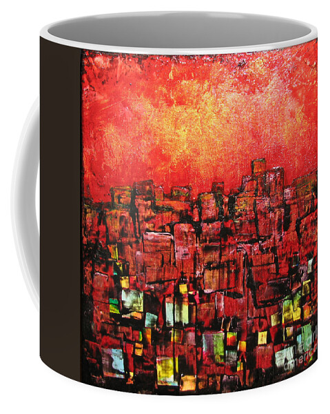 Abstract Coffee Mug featuring the painting City Lights by Shadia Derbyshire