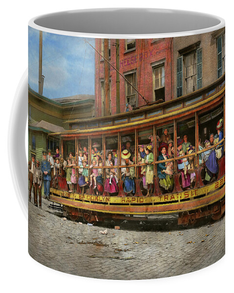 Color Coffee Mug featuring the photograph City - New York - Fresh air outing 1913 by Mike Savad