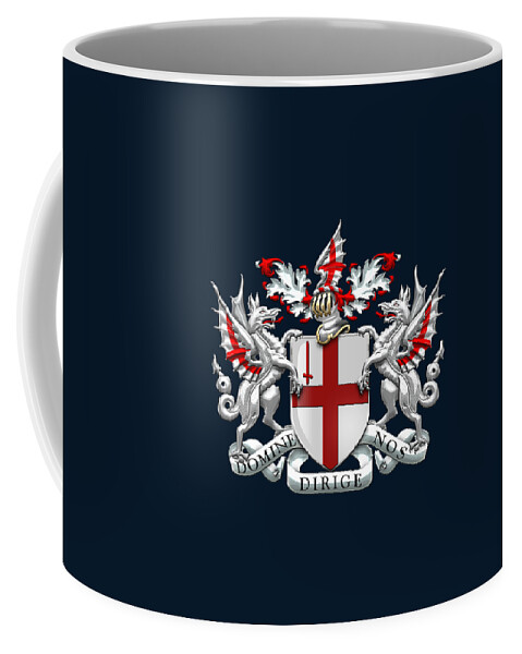 'cities Of The World' Collection By Serge Averbukh Coffee Mug featuring the digital art City of London - Coat of Arms over Blue Leather by Serge Averbukh