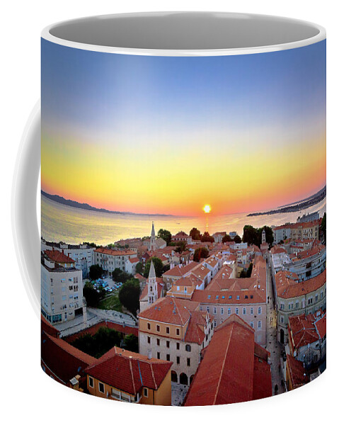 Zadar Coffee Mug featuring the photograph City of Zadar skyline sunset view by Brch Photography