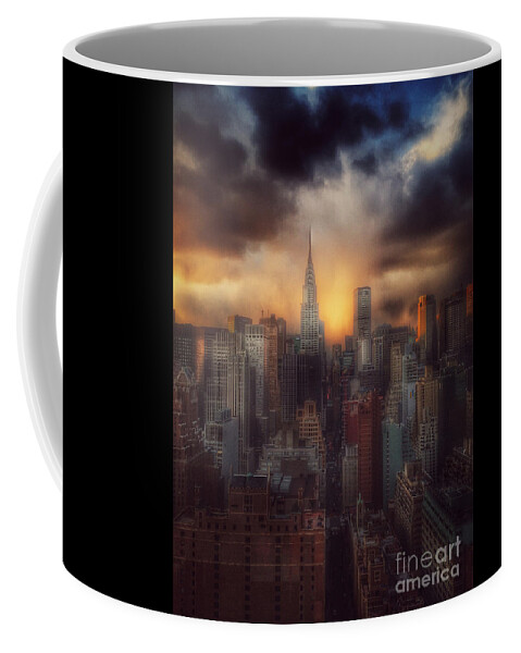 Chrysler Building Coffee Mug featuring the photograph City Splendor - Sunset in New York by Miriam Danar