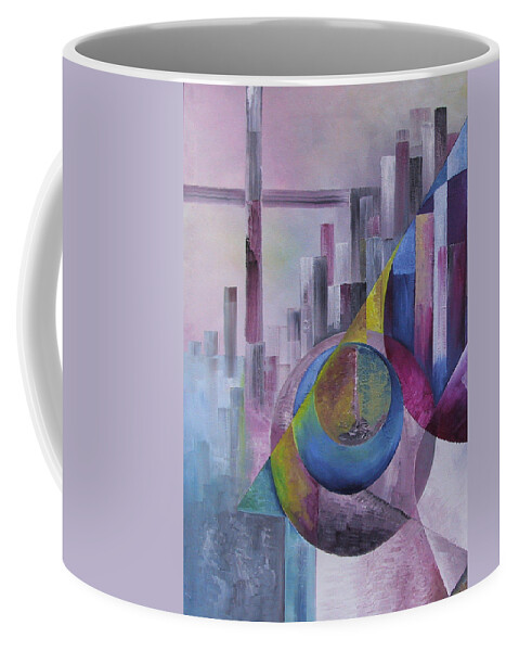 City View Coffee Mug featuring the painting City View 1 by Obi-Tabot Tabe
