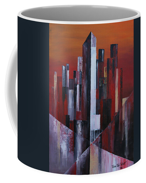 Cityscape 2 Coffee Mug featuring the painting Cityscape 2 by Obi-Tabot Tabe