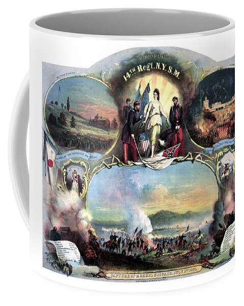 Civil War Coffee Mug featuring the painting Civil War 14th Regiment Memorial by War Is Hell Store