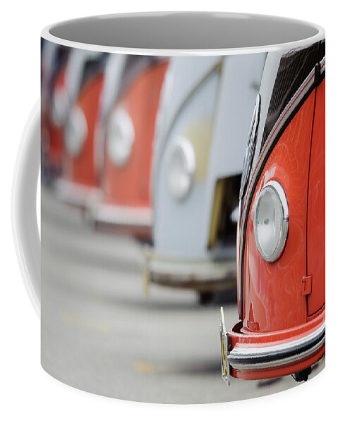 Barndoor Coffee Mug featuring the photograph Classic Barndoor Buses in a Long Row by Richard Kimbrough
