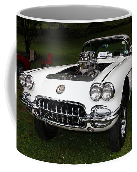 Vintage Coffee Mug featuring the photograph Classic White Chevy Corvette by Bob Slitzan