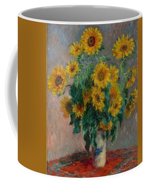 Claude Monet - Bouquet Of Sunflowers - 1881.. Coffee Mug featuring the painting Claude Monet - Bouquet of Sunflowers - 1881.. by Celestial Images