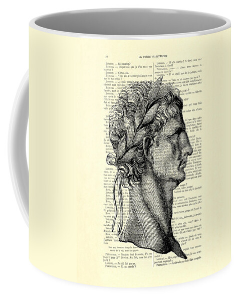Claudius Coffee Mug featuring the digital art Claudius Caesar Black And White Portrait by Madame Memento