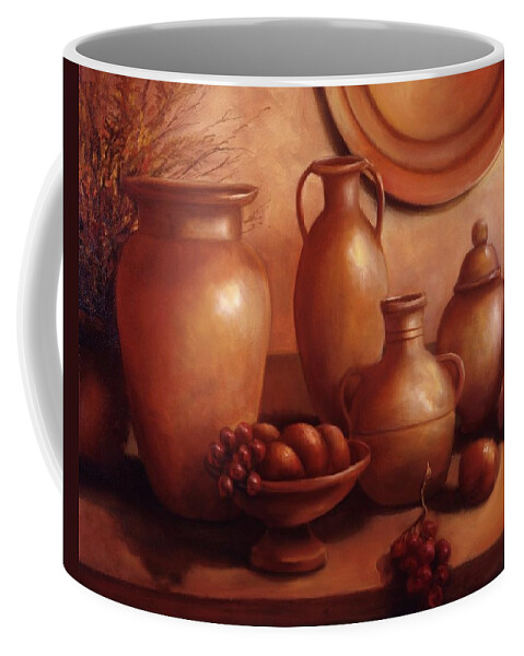 Clay Coffee Mug featuring the painting Clay Pots by Lynne Pittard