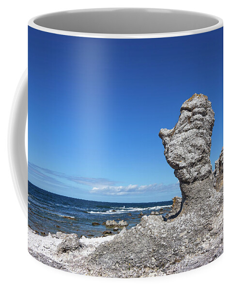Sea Coffee Mug featuring the photograph Cliffs on Faro island in Sweden by GoodMood Art