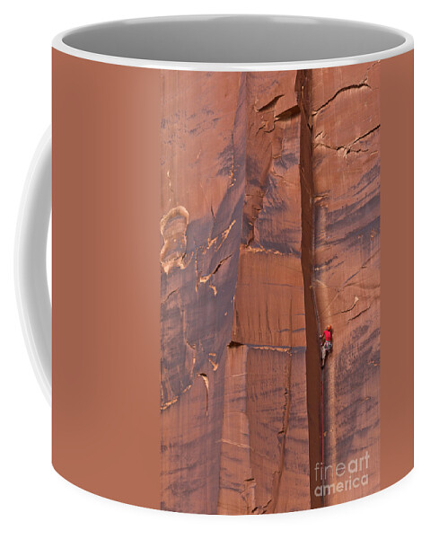00559217 Coffee Mug featuring the photograph Climber Indian Creek by Yva Momatiuk John Eastcott