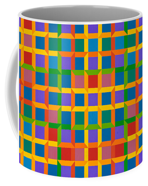 Abstract Coffee Mug featuring the painting Closed Quadrilateral Lattice by Janet Hansen