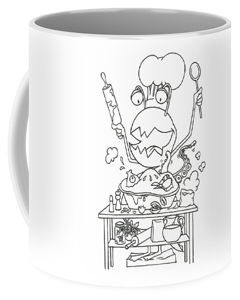 Monster Coffee Mug featuring the drawing Closet Monster Baking by Konni Jensen