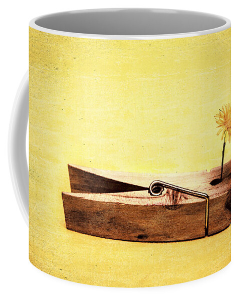 Vintage Coffee Mug featuring the photograph Clothespins and dandelions by Jorgo Photography