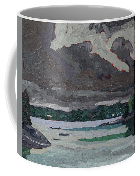1938 Coffee Mug featuring the painting Clouds and Drizzle by Phil Chadwick