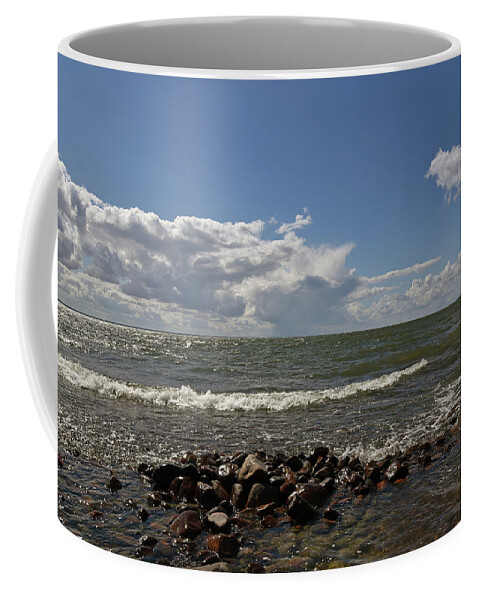Sweden Coffee Mug featuring the pyrography Clouds over sea by Magnus Haellquist