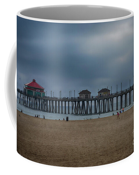 Huntington Beach Coffee Mug featuring the photograph Cloudy Day at the Beach by Tommy Anderson