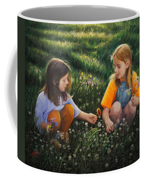 Family Coffee Mug featuring the painting Clover Field Surprise by Glenn Beasley
