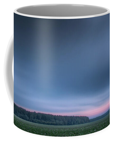 Twilight Coffee Mug featuring the photograph Clover field under moon by Alexey Kljatov