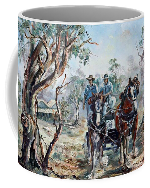 Clydesdales Coffee Mug featuring the painting Clydesdales and Cart by Ryn Shell