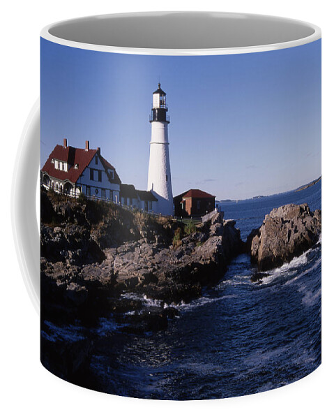 Landscape New England Lighthouse Nautical Coast Coffee Mug featuring the photograph Cnrf0910 by Henry Butz