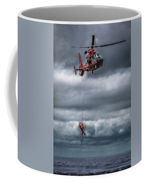 Us Coast Guard Air Station New Orleans All Hands Unit Photo Shoot Coffee Mug featuring the photograph Coast Guard Rescue Operation by Gregory Daley MPSA